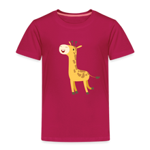 Load image into Gallery viewer, Kinder Premium T-Shirt - fröhliche Giraffe - dunkles Pink