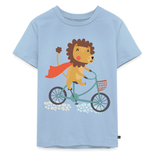 Ladda upp bild till gallerivisning, Kinder Premium T-Shirt - Löwe auf dem Fahrrad - Hellblau