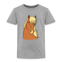 Load image into Gallery viewer, Kinder Premium T-Shirt mit Pferdekopf - Grau meliert