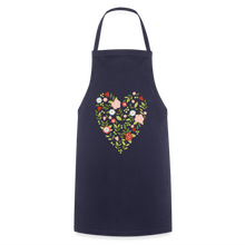 Indlæs billede til gallerivisning Schürze mit Blumen und Herz - Navy