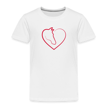 Load image into Gallery viewer, Kinder Premium T-Shirt mit Pferd und Herz - Weiß