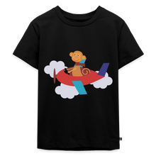Lataa kuva Galleria-katseluun, Kinder Premium T-Shirt - Äffchen im Flugzeug - Schwarz