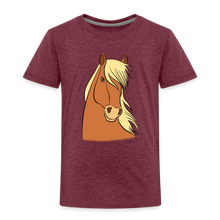 Load image into Gallery viewer, Kinder Premium T-Shirt mit Pferdekopf - Bordeauxrot meliert