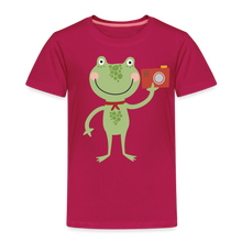Load image into Gallery viewer, Kinder Premium T-Shirt - Frosch mit Kamera - dunkles Pink