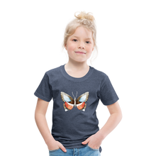 Load image into Gallery viewer, Kinder Premium T-Shirt mit Schmetterling - Blau meliert