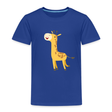 Load image into Gallery viewer, Kinder Premium T-Shirt - fröhliche Giraffe - Königsblau