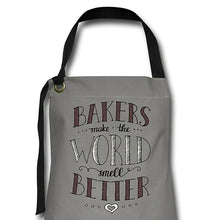 Afbeelding in Gallery-weergave laden, Graue Backschürze mit Spruch Bakers make the world smell better und Herz