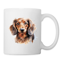 Ladda upp bild till gallerivisning, Tasse mit gemaltem Langhaardackel im Aquarell-Stil, kein Spruch
