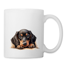 Afbeelding in Gallery-weergave laden, Tasse mit süßem Dackelwelpen und treuem Dackelblick als Hundegeschenk