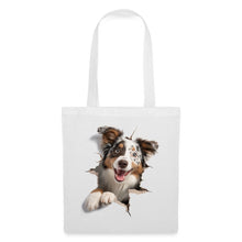 Lataa kuva Galleria-katseluun, Stoffbeutel mit Australian Shepherd, der in 3D durchs Papier bricht