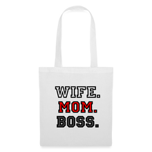 Lataa kuva Galleria-katseluun, Stoffbeutel - Wife. Mom. Boss. - weiß