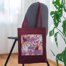 Lataa kuva Galleria-katseluun, Design Jutebeutel - Flowers and Animals - Burgunderrot