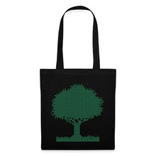 Indlæs billede til gallerivisning Schwarzer Jutebeutel mit grünem Pixel-Baum-Motiv im Retro-Look, Treexel-Design