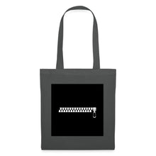 Lataa kuva Galleria-katseluun, Stoffbeutel mit weißem Reißverschluss-Motiv auf schwarzem Quadrat, cooles Zipper-Design