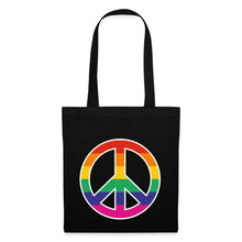 Indlæs billede til gallerivisning Jutebeutel mit Peace-Zeichen in Regenbogenfarben - Schwarz