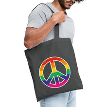 Indlæs billede til gallerivisning Jutebeutel mit Peace-Zeichen in Regenbogenfarben - Graphite