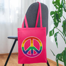 Indlæs billede til gallerivisning Jutebeutel mit Peace-Zeichen in Regenbogenfarben - Azalea