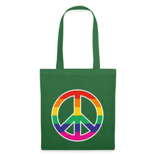 Indlæs billede til gallerivisning Jutebeutel mit Peace-Zeichen in Regenbogenfarben - Fichte