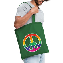 Indlæs billede til gallerivisning Jutebeutel mit Peace-Zeichen in Regenbogenfarben - Fichte
