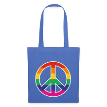 Indlæs billede til gallerivisning Jutebeutel mit Peace-Zeichen in Regenbogenfarben - Hellblau
