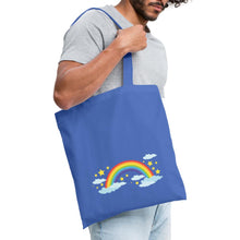 Załaduj obraz do przeglądarki galerii, Jutebeutel mit Regenbogen, Sternen und Wolken - Hellblau
