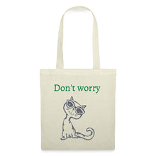 Indlæs billede til gallerivisning Stoffbeutel mit handgezeichneter Katze mit Sonnenbrille und Spruch Don't worry