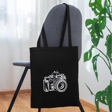 Carregar imagem no visualizador da galeria, Retro Jutebeutel mit Spiegelreflex-Kamera - Schwarz