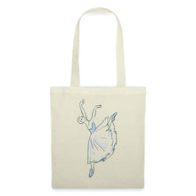 Lataa kuva Galleria-katseluun, Stoffbeutel mit eleganter Ballerina im Arabesque, Line-Art in Blau