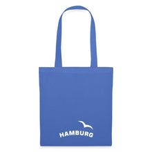 Indlæs billede til gallerivisning Blauer Stoffbeutel mit weißer Möwe und Schriftzug HAMBURG, maritimes Motiv