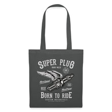 Lataa kuva Galleria-katseluun, Stoffbeutel Vintage Super Plug Born to Ride - Graphite