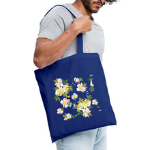 Lataa kuva Galleria-katseluun, Stoffbeutel mit Blumen - Royalblau