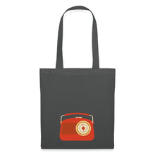 Indlæs billede til gallerivisning Stoffbeutel mit Vintage Radio in Orange-Rot und cremefarbenem Drehknopf, Retro-Motiv