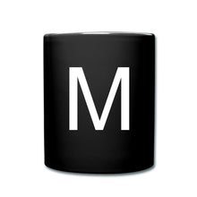 Charger l'image dans la galerie, Schwarze Tasse mit großem weißem Buchstaben M als minimalistische Initiale