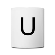 Ladda upp bild till gallerivisning, Weiße Tasse mit schwarzem Buchstaben U als Monogramm und Initiale