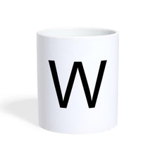 Ladda upp bild till gallerivisning, Weiße Keramik-Tasse mit schlichtem schwarzem Monogramm-Buchstaben W in modernem Design