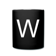 Charger l'image dans la galerie, Schwarze Tasse mit großem weißem Buchstaben W, modernes Initial-Design