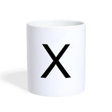 Ladda upp bild till gallerivisning, Weiße Keramiktasse mit großem schwarzen Buchstaben X als Initiale