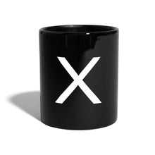 Charger l'image dans la galerie, Schwarze Tasse mit großem weißen Buchstaben X als Initiale, modernes Monogramm