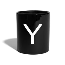 Charger l'image dans la galerie, Schwarze Tasse mit weißem Buchstaben Y im schlichten Design-Stil