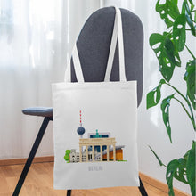 Ladda upp bild till gallerivisning, Jutebeutel Berlin mit Fernsehturm und Brandenburger Tor - Weiß