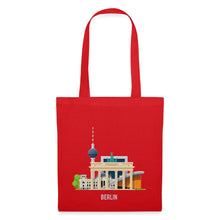 Ladda upp bild till gallerivisning, Jutebeutel Berlin mit Fernsehturm und Brandenburger Tor - Rot