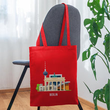 Ladda upp bild till gallerivisning, Jutebeutel Berlin mit Fernsehturm und Brandenburger Tor - Rot