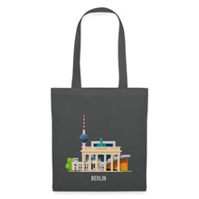 Ladda upp bild till gallerivisning, Jutebeutel Berlin mit Fernsehturm und Brandenburger Tor - Graphite