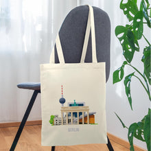 Ladda upp bild till gallerivisning, Jutebeutel Berlin mit Fernsehturm und Brandenburger Tor - Natur