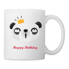 Charger l'image dans la galerie, Süße Panda-Tasse mit goldener Krone und rotem Schriftzug „Happy Birthday“