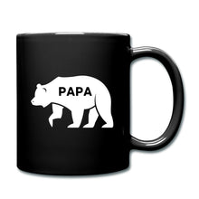 Indlæs billede til gallerivisning Schwarze Tasse mit weißer Bär-Silhouette und Schriftzug PAPA, Papa-Bär-Motiv