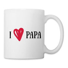 Afbeelding in Gallery-weergave laden, Weiße Tasse mit Spruch 'I Papa' und rotem handgemaltem Herz in der Mitte
