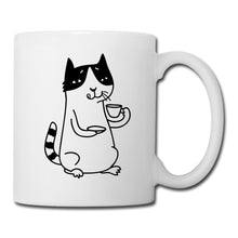 Charger l'image dans la galerie, Tasse mit Katze und Kaffee - Weiß