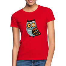Załaduj obraz do przeglądarki galerii, Frauen T-Shirt mit Eule - Rot