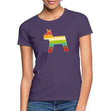 Carica l'immagine nel visualizzatore di Gallery, Frauen T-Shirt mit Pferd - Dunkellila